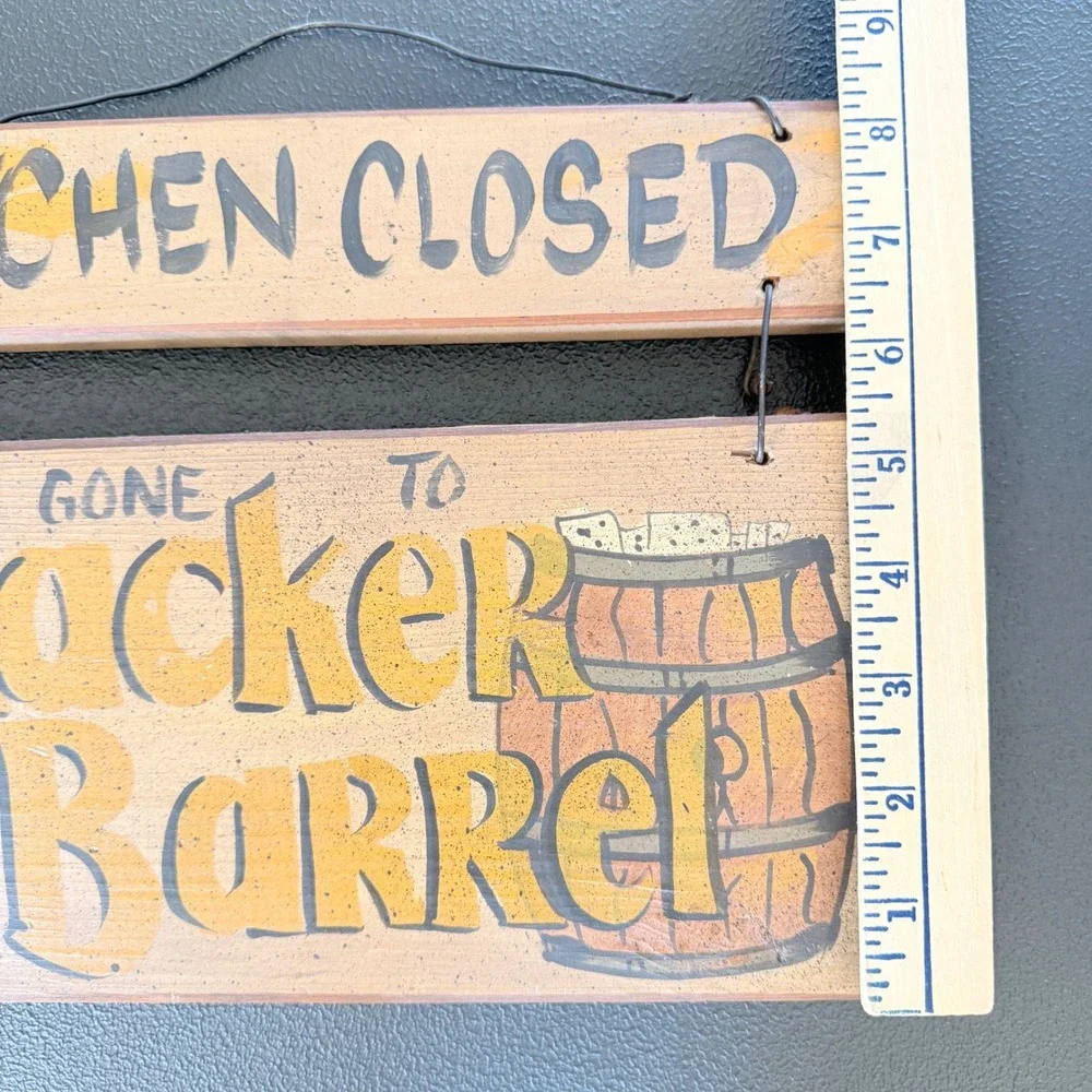 Kitchen Closed Gone to Cracker Barrel Wall Decor Brown Rustic Wood Sign